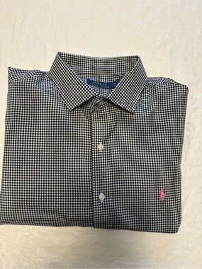 Polo by Ralph Lauren Black & White Gingham Button-Down Shirt with Pink Logo